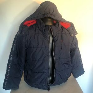 Tommy Hilfiger Boys winter jacket coat 10-12 hood blue